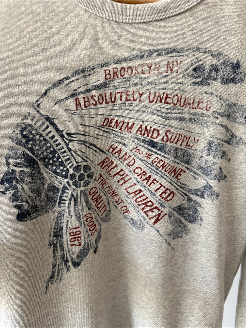 Ralph Lauren Denim & Supply Native American Headdress Graphic Sweatshirt Mens M - Picture 3 of 5